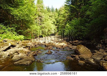 Plodda Falls Is A Waterfall 5 Km Southwest Of The Village Of Tomich, Near Glen Affric, In The Highla