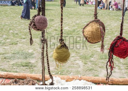 Set Or Rolls Of Colotful String In The View