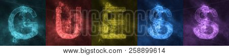 Word Lettering Guess Space Stylized Colorful Letters. Guess  Banner