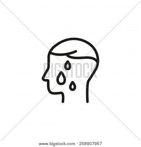 Sweating Line Icon. Person, Profile, Drops, Wet. Health Care Concept. Can Be Used For Topics Like Fi