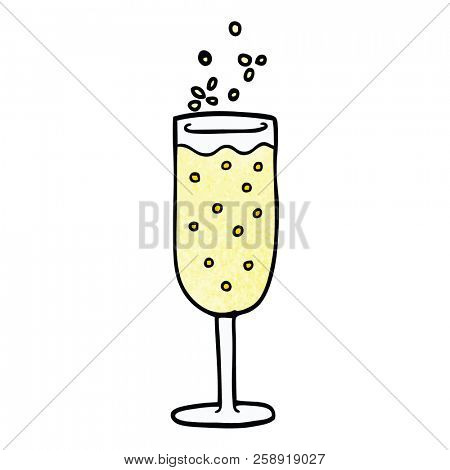 cartoon doodle champagne flute