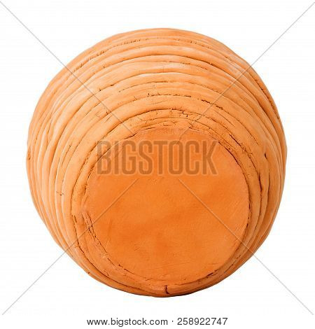 Unglazed Handmade Coiled Pottery Pot Made Of Red Clay Isolated On White Background. Teracota Vase. P