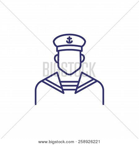 Sailor Line Icon. Navy Man, Seaman, Mariner. Occupation Concept. Can Be Used For Topics Like Voyage,