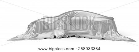 Silver Silk Covered Sport Car Concept. 3d Illustration