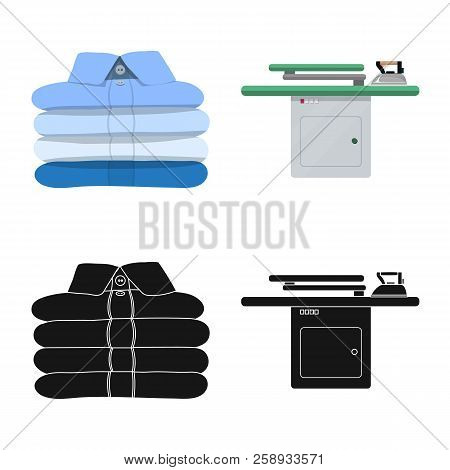 Vector Illustration Of Laundry And Clean Logo. Collection Of Laundry And Clothes Vector Icon For Sto