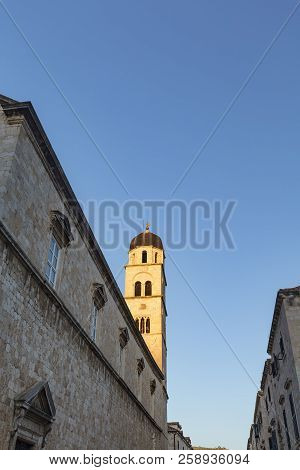 Portrait View Of Sunset Light Hitting The Franjevacki Samostan.
