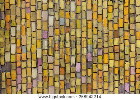 Uneven Textured Surface Of A Wall Covered With Pebbles Colored Smalt, Fragment