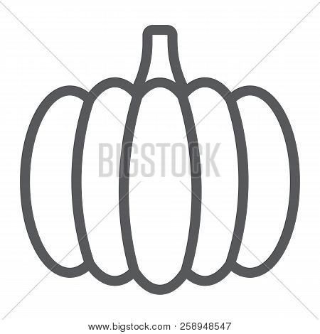 Pumpkin Line Icon, Vegetable And Food, Cucurbita Sign, Vector Graphics, A Linear Pattern On A White 
