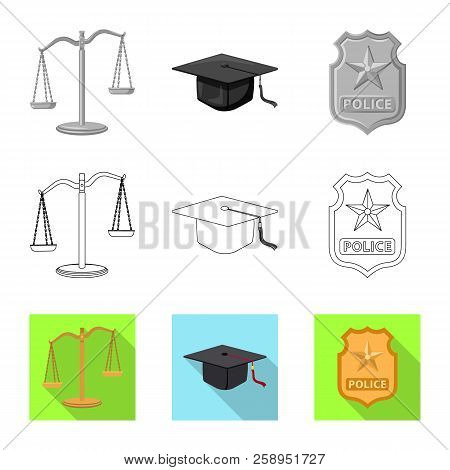 Vector Design Of Law And Lawyer Symbol. Set Of Law And Justice Stock Vector Illustration.