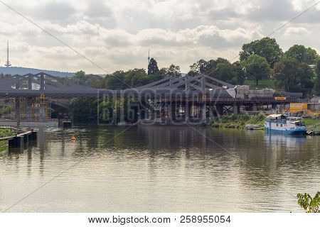Stuttgart,germany - September,15,2018: Bad Cannstatt This Is The Neckar,a Big River In South Germany