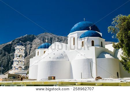 Orthodox Church in Permis Village on Santorini Island. Greece.