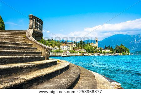 Tremezzo Tremezzina In Como Lake District. Italian Traditional Lake Village View And Stairs. Italy, 