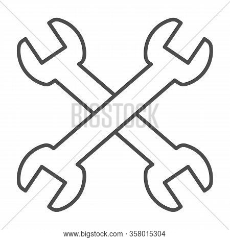 Wrenches Thin Line Icon. Two Crossed Handle Tools, Technical Or Repair Item Symbol, Outline Style Pi