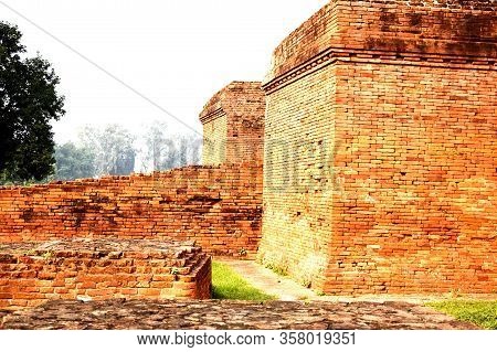 Ruins Of Nalanda University At Nalanda, Bihar In India