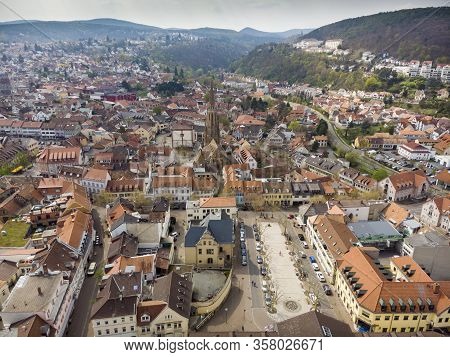 Beautiful Top View Of The Park And The Central, Historical Part Of Bad Durkheim. Germany.