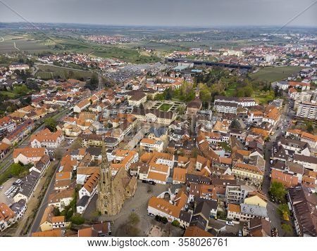 Beautiful Flight On A Quadcopter In Bad Dürkheim. View Of The Salinarium. Germany.