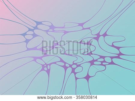 Chain Structure Abstract Futuristic Mint And Deep Purple Vector Background. Curve Lines Network Tiss