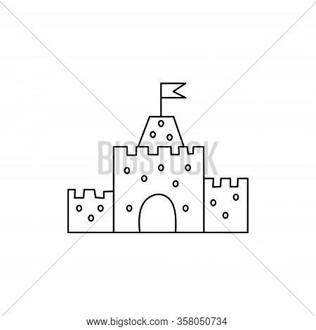Sand Castle Doodle Icon. Drawing By Hand. Coloring Book. Vector Illustration.