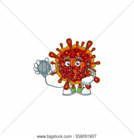 A Cartoon Character Of Deadly Coronvirus Doctor Using Tools
