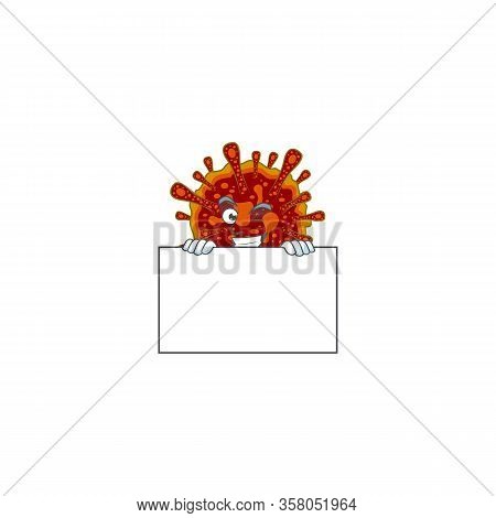 Cheerful Deadly Coronvirus Cartoon Character Has A Board