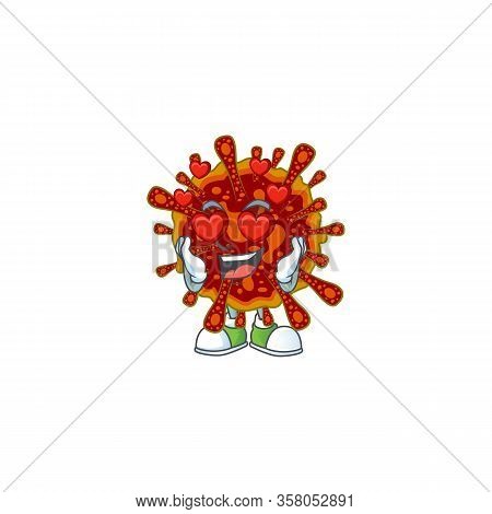 Romantic Deadly Coronvirus Cartoon Character With A Falling In Love Face