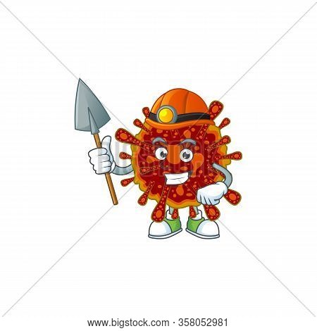 Cool Miner Worker Of Deadly Coronvirus Cartoon Design Concept