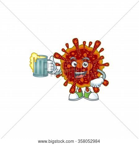 A Cartoon Concept Of Deadly Coronvirus With A Glass Of Beer