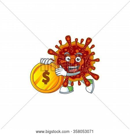 Mascot Cartoon Character Style Of Deadly Coronvirus Showing One Finger Gesture