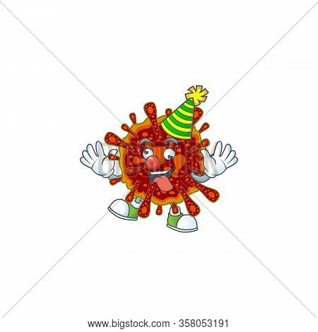 Cute And Funny Clown Deadly Coronvirus Presented In Cartoon Character Design Concept