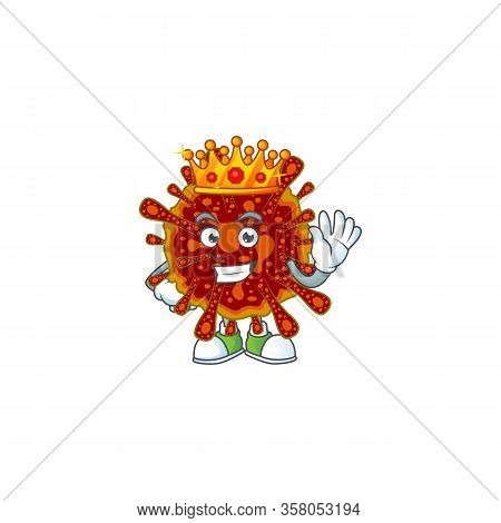 A Charismatic King Of Deadly Coronvirus Cartoon Character Design