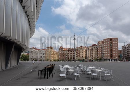 Bilbao, Spain, July 29, 2018: View Of The Facade Of The San Mames Football Stadium In Bilbao, Basque