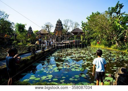 Bali, Indonesia - August 30, 2019: Saraswati Temple Is A Balinese Hindu Temple In Ubud Dedicated To 