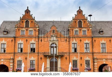 Facade Of The Historic Rathaus At The Market Square In Gluckstadt, Germany