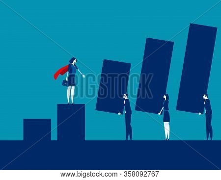 Leader Projecting Future Profits. Concept Business Graph And Profit Vector Illustration, Profit Proj
