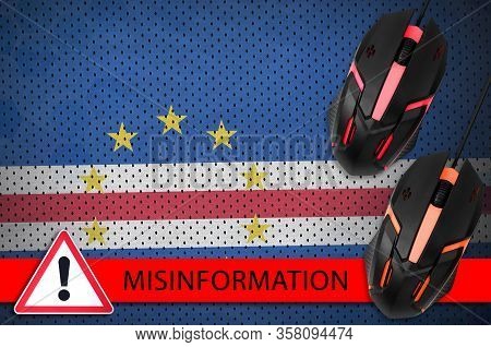 Cabo Verde Flag And Two Computer Mouses. Misinformation During Coronavirus Or 2019-ncov Virus Concep