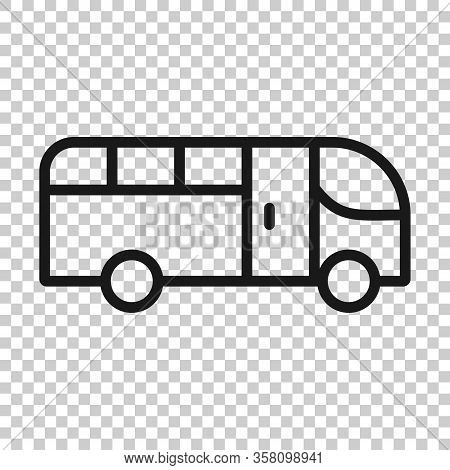 Bus Icon In Flat Style. Coach Vector Illustration On White Isolated Background. Autobus Vehicle Busi
