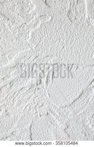 Texture Of White Concrete Wall With Glaze Finish. Luxury Background For Design On A Building Theme, 