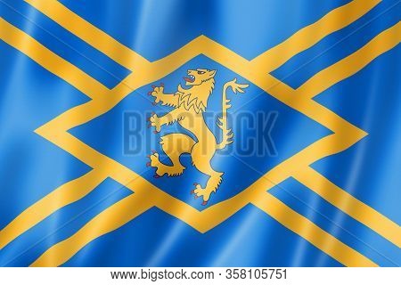 East Lothian County Flag, United Kingdom Waving Banner Collection. 3d Illustration