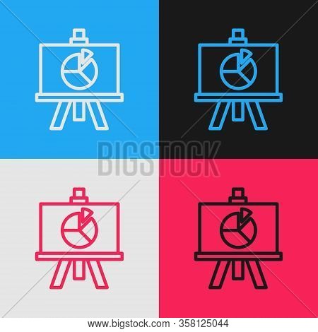 Pop Art Line Xyz Coordinate System Icon Isolated On Color Background. Xyz Axis For Graph Statistics 