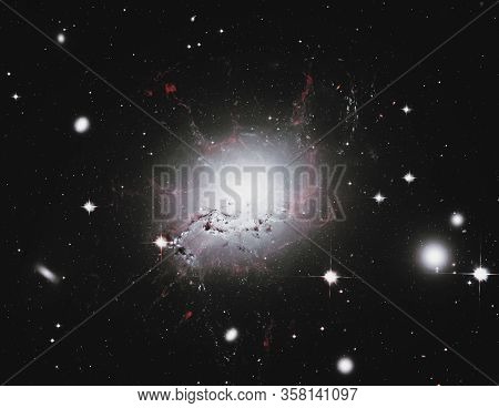 Bright Galaxy Deep Space Ngc 1275. Elements Of This Image Furnished By Nasa. Retouched Image.