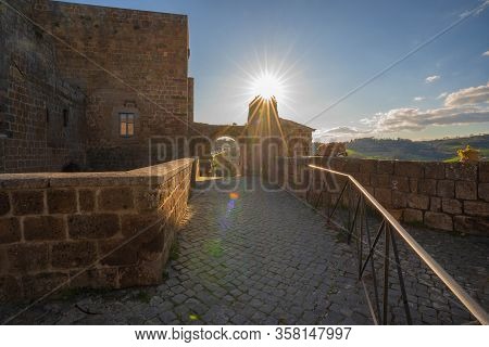 Ghost Town Of Celleno At Sunset In Lazio In Italy
