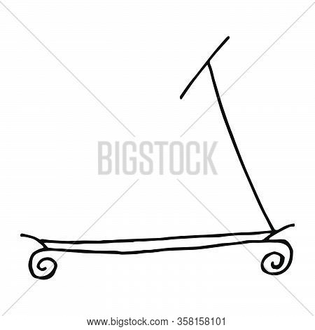 Doodle Scooter On A White Background In Isolation.vector Hand Drawn Illustration