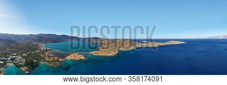 Aerial Panoramic View Of Kalydon Island, Crete, Greece
