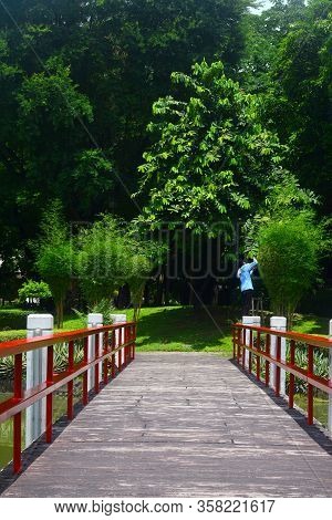 Manila, Ph - July 6: Bridge At Japanese Garden Inside Rizal Park On July 6, 2016 In Manila, Philippi