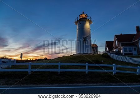 Nobska Lighthouse In Falmouth, Massachusetts, United Satates Of America