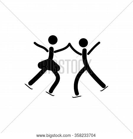 Sports. Figureskating. Two Silhouette Skate. Logo Sports Dance On Ice. Monochrome Template For Poste