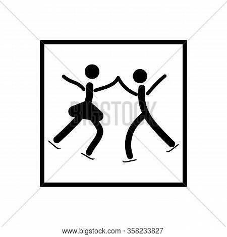 Sports. Pair Figure Skating Icon. Two Silhouette Skate. Logo Sports Dance On Ice. Monochrome Templat