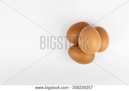 Raw Chicken Egg Isolated On White Background, Space For Text.