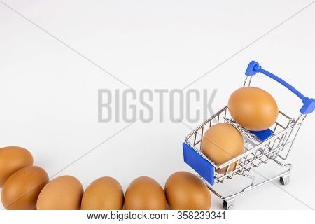 Raw Chicken Egg Isolated On White Background, Space For Text.