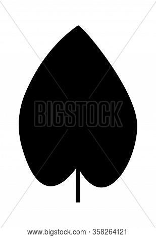 Leaf Silhouette Vector. Black Shape With Cordate Leaf Shape.